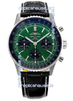 Breitling Navitimer B01 Chronograph 43 Green Dial - 904L Steel Casing 1:1 Mirror Swiss Replica