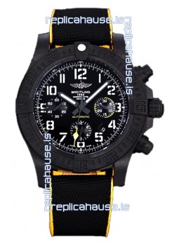 Breitling Avenger Hurricane Chronograph Black Dial Yellow Rimmed Nylon - DLC Coating Swiss Replica Watch