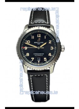 Breitling Navitimer Aviator 8 Automatic 41 Black Dial Brown Strap  1:1 Mirror Swiss Replica Watch 