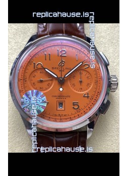 Breitling Premier B01 Chronograph 42 Edition Steel Casing Salmon Dial - 1:1 Mirror Replica Watch