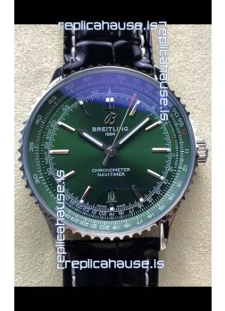 Breitling Navitimer 1 Automatic Swiss Replica Watch in Green Dial - Leather Strap