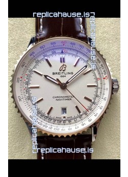 Breitling Navitimer 1 Automatic Swiss Replica Watch in White Dial Rose Gold Bezel