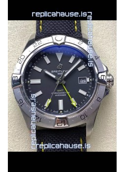 Breitling Avenger GMT Automatic 44 Swiss 1:1 Super Clone Replica Watch - Black Dial 