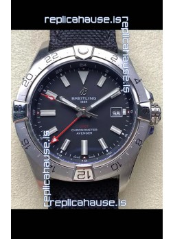 Breitling Avenger GMT Automatic 44 Swiss 1:1 Super Clone Replica Watch - Black Dial 