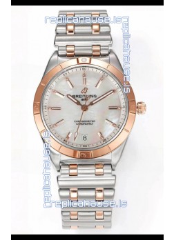 Breitling Chronomat 36MM 2 Tone Rose Gold Casing 1:1 Mirror Replica Watch Pearl Dial