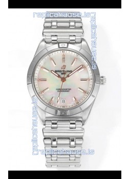 Breitling Chronomat 36MM Stainless Steel Casing 1:1 Mirror Replica Watch Pearl Dial