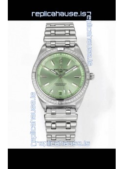 Breitling Chronomat 36MM Stainless Steel Casing 1:1 Mirror Replica Watch Green Dial