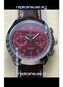 Breitling Premier B01 Chronograph 42 Edition Steel Casing Maroon Dial - 1:1 Mirror Replica Watch