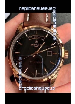 Breitling Transocean Day & Date Swiss Replica Watch in Black Dial 1:1 Mirror Edition