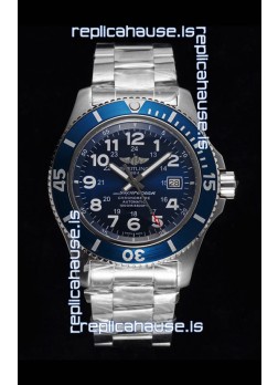 Breitling SuperOcean II 44mm 904L Steel Case 1:1 Mirror Replica Watch in Blue Dial 