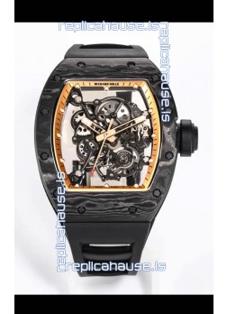 Richard Mille RM055 Black Carbon Casing 1:1 Mirror Replica Watch in Black Strap