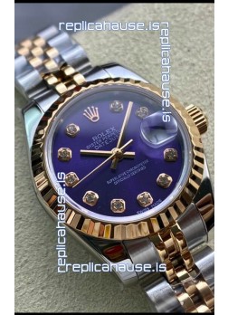Rolex Datejust 28MM Swiss Replica in 904L Rose Gold Two Tone Case in Purple Dial - 1:1 Mirror Replica