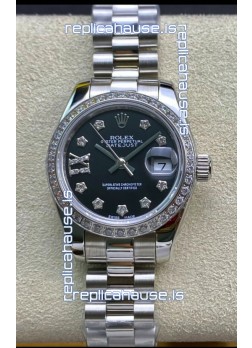 Rolex Datejust 28MM Swiss Replica in 904L Steel in Black Dial - 1:1 Mirror Replica