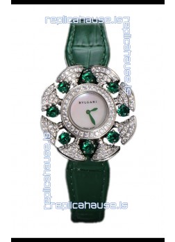 Bvlgari Divas's Dream Edition Watch in Steel Casing - Diamonds Paved Bezel Swiss Replica