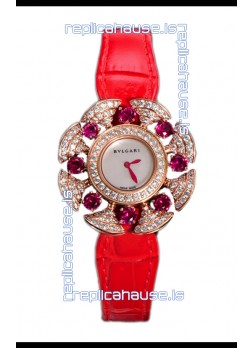 Bvlgari Divas's Dream Edition Watch in Rose Gold Casing - Diamonds Paved Dial Swiss Replica