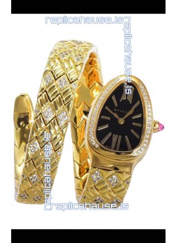 Bvlgari Serpenti Edition Yellow Gold Casing Black Dial Watch in 1:1 Mirror Quality