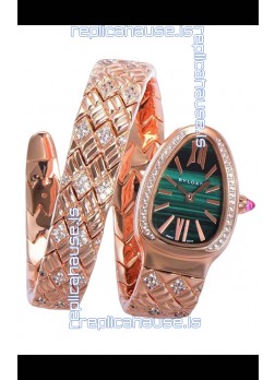 Bvlgari Serpenti Edition Rose Gold Casing Green Dial Watch in 1:1 Mirror Quality