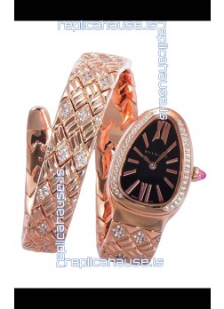 Bvlgari Serpenti Edition Rose Gold Casing Black Dial Watch in 1:1 Mirror Quality