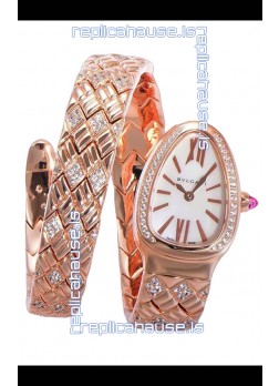 Bvlgari Serpenti Edition Rose Gold Casing White Dial Watch in 1:1 Mirror Quality