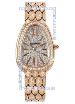 Bvlgari Serpenti Seduttori Edition Watch in Diamonds Paved Yellow Gold Casing - 1:1 Mirror Replica