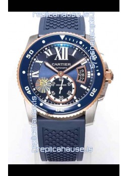Calibre De Cartier Watch 42MM Blue Dial Steel Case - 1:1 Mirror Replica Watch