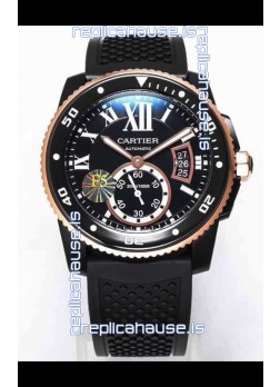 Calibre De Cartier Watch 42MM Blue Dial PVD Coated Case - 1:1 Mirror Replica Watch