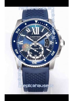 Calibre De Cartier Watch 42MM Blue Dial Steel Case - 1:1 Mirror Replica Watch