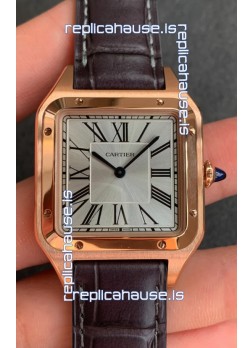 Cartier Santos Dumont 1:1 Mirror Swiss Replica Watch in Rose Casing Gold Steel Dial 42MM