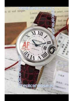 Ballon De Cartier Swiss Automatic 1:1 Mirror Quality Brown Strap 33MM in Steel Casing 