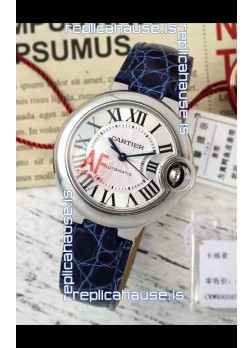 Ballon De Cartier Swiss Automatic 1:1 Mirror Quality Blue Strap 33MM in Steel Casing