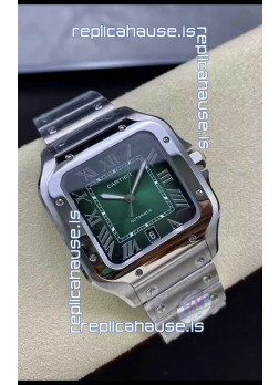 Cartier Santos De Cartier 904L Steel Green Dial 1:1 Mirror Replica - 40MM Stainless Steel Watch