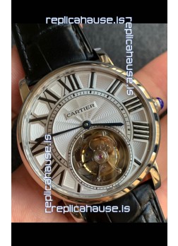 Rotonde De Cartier Flying Tourbillon Swiss Replica Watch in Rose Gold Super Clone Watch