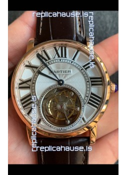 Rotonde De Cartier Flying Tourbillon Swiss Replica Watch in Yellow Gold Super Clone Watch