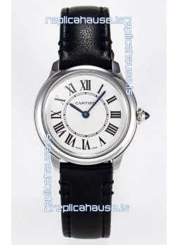 Ronde De Cartier Super Clone 29MM Swiss Replica Watch in Silver-Plated White Dial