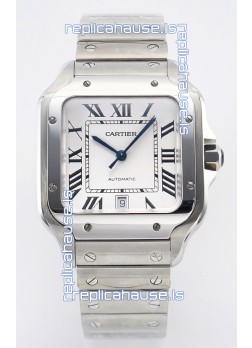 Cartier Santos De Cartier 904L Steel White Dial Super Clone Replica 40MM Watch 