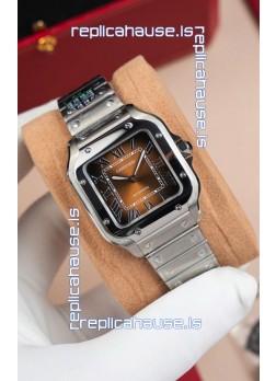 Cartier Santos De Cartier 904L Steel Brown Dial 1:1 Mirror Replica - 35MM Stainless Steel Watch
