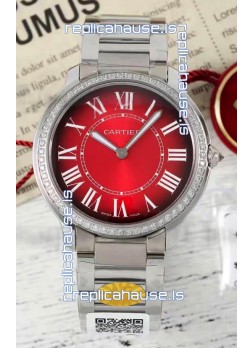 Cartier Ronde Must 36MM Swiss Quartz Red Dial 1:1 Mirror Swiss Replica Watch  