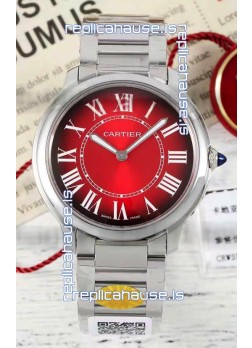 Cartier Ronde Must 36MM Swiss Quartz Red Dial 1:1 Mirror Swiss Replica Watch  