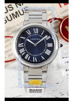 Cartier Ronde Must 36MM Swiss Quartz Blue Dial 1:1 Mirror Swiss Replica Watch  