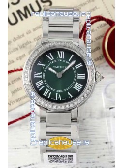 Cartier Ronde Must 29MM Swiss Quartz Green Dial 1:1 Mirror Swiss Replica Watch  