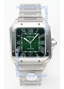 Cartier Santos De Cartier 904L Steel Green Dial Super Clone Replica 40MM Watch 