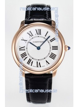 Ronde Louis Cartier Super Clone 36MM Rose Gold Watch in Swiss Quartz Movement