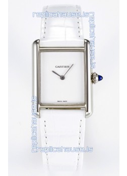 Tank Must Cartier Super Clone Edition 29MM Watch in Steel Casing White Dial 
