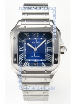 Cartier Santos De Cartier 904L Steel Blue Dial Super Clone Replica 40MM Watch 