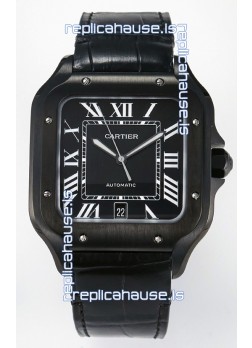 Cartier Santos De Cartier DLC Coating on Steel Black Dial Super Clone Replica 40MM Watch 