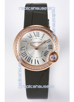 Ballon Blanc De Cartier Super Clone Watch 30MM in Rose Gold Casing Green Strap