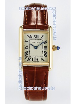 Tank Must Cartier Super Clone Edition 29MM Watch in Yellow Gold Casing 