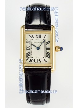 Tank Must Cartier Super Clone Edition 29MM Watch in Yellow Gold Casing 
