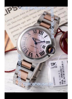 Ballon De Cartier Swiss Automatic Pink Pearl Dial Mirror Quality 33MM in Two Tone Casing
