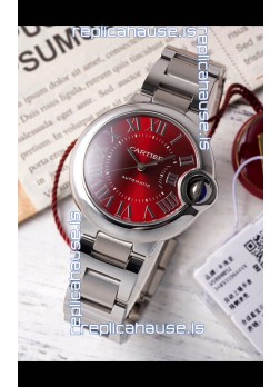Ballon De Cartier Swiss Automatic Red Dial Mirror Quality 33MM in Stainless Steel 